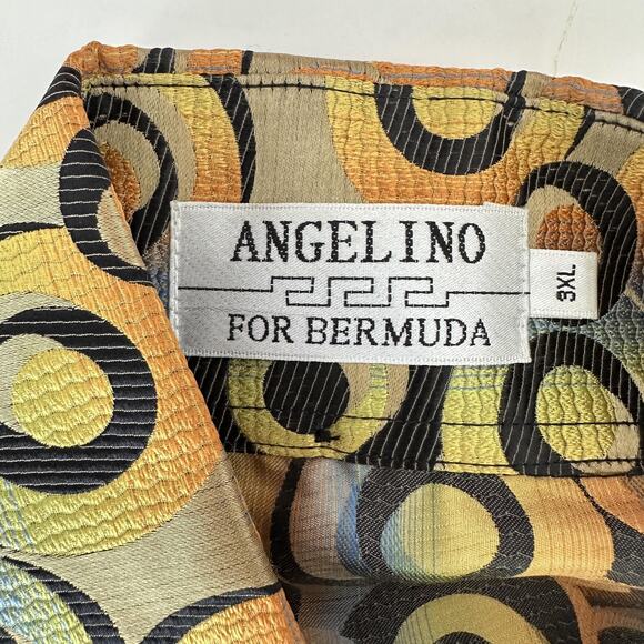 Angelino Bermuda Shirt Mens 3XL Psychedelic Abstract Disco Funky Rave 70s Collar - Picture 9 of 11